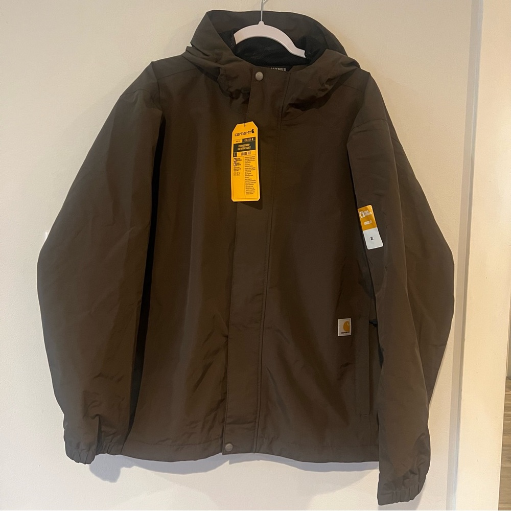 New Carhartt Mens Brown Storm Defender Lightweight Jacket XL Loose fit
